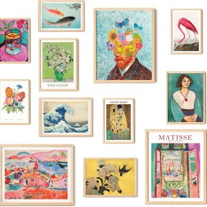 97 Decor Colorful Eclectic Decor - Maximalist Decor, Eclectic Home Decor, Eclectic Wall Decor, Funky Eclectic Gallery Wall Art Prints for Bedroom, Famous Artist Painting Pictures (UNFRAMED)