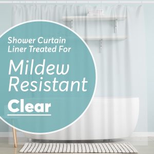 Shower Curtain Liner – 72 x 72 PEVA Heavy Duty Shower Curtain with Rustproof Metal Grommet and 3 Magnetic Weights – Odor Free and Compatible with Standard Showers, Clear