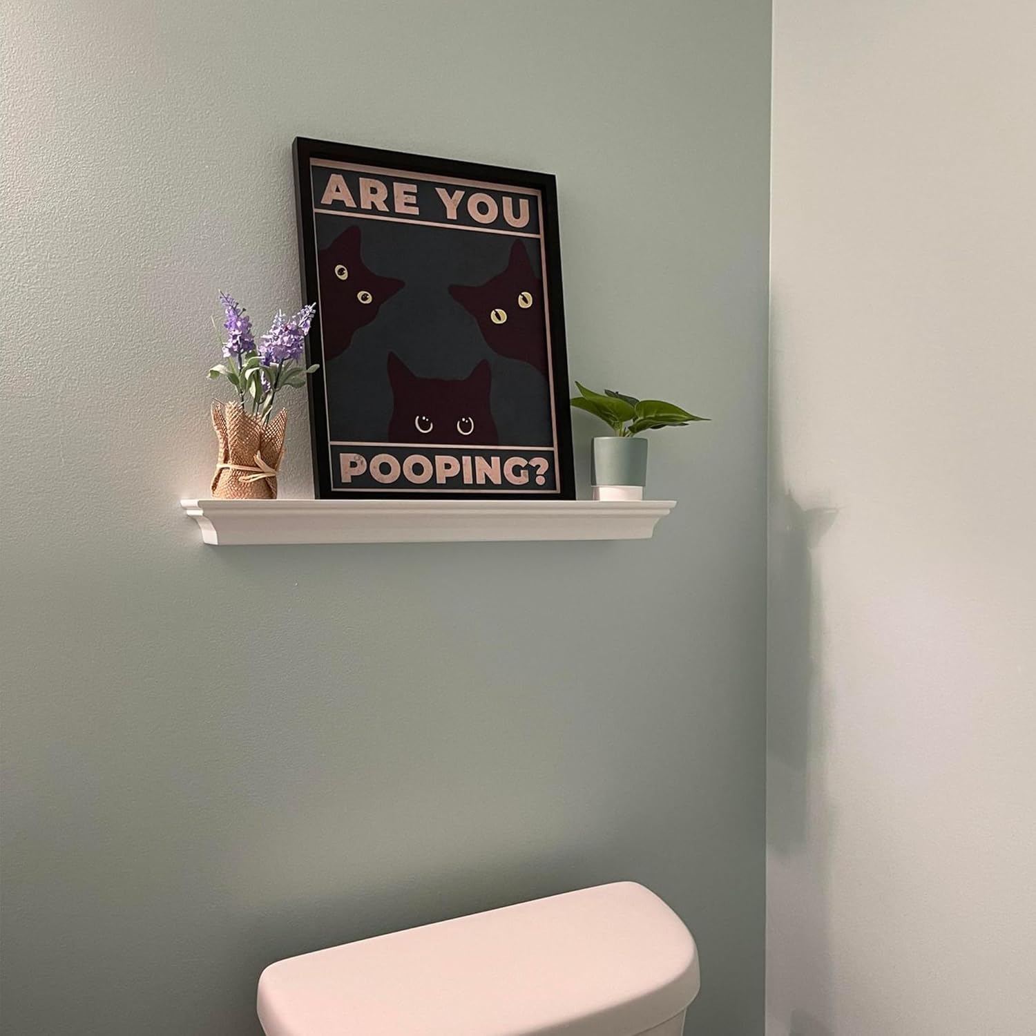 Heiple Framed Bathroom Wall Art Black Cat Are You Pooping Funny Bathroom Wall Decor Hanging Sign for Vintage Home Farmhouse Bathroom Decor (Black, 11"x14") - Image 7